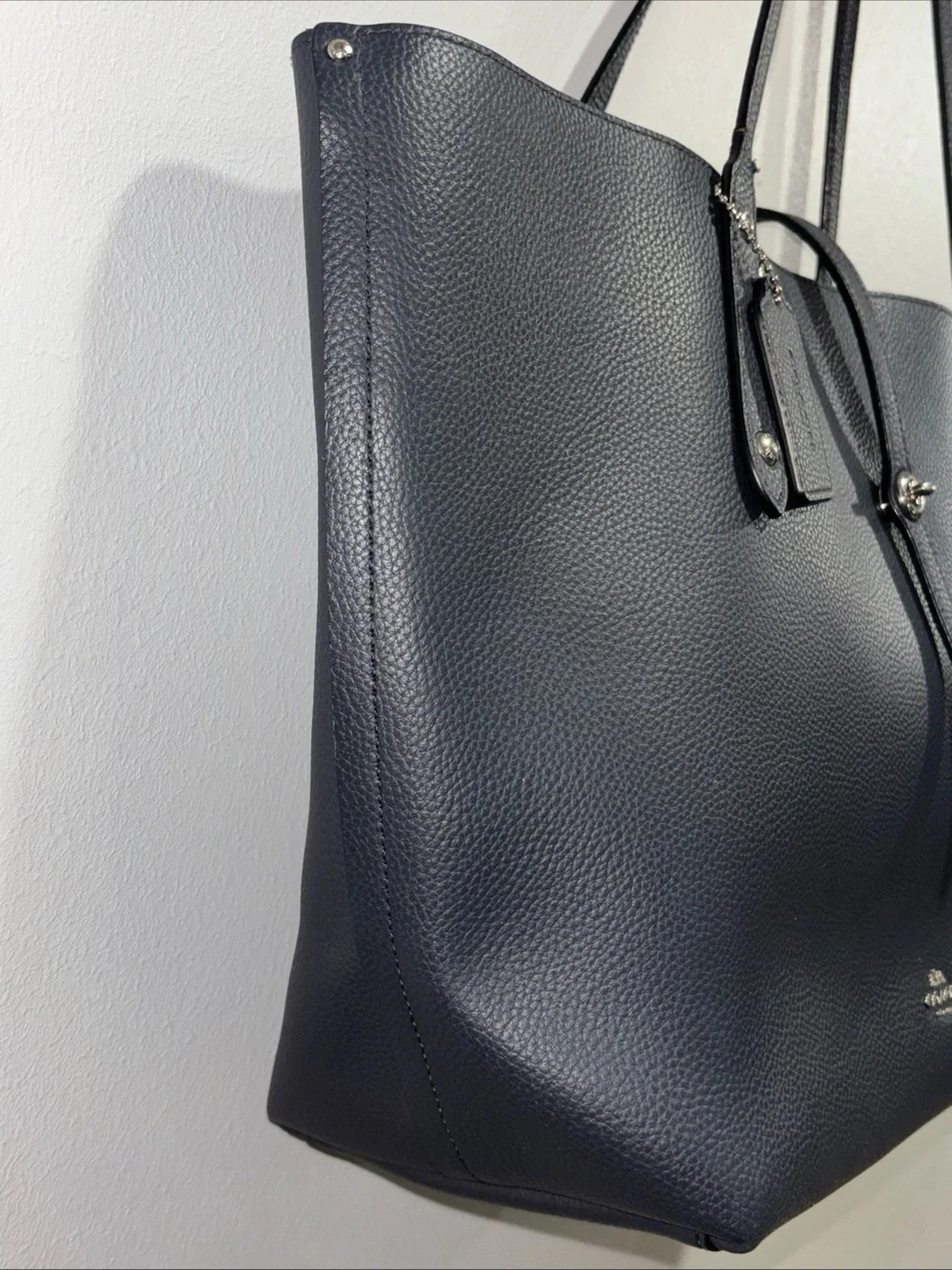 COACH Market Tote 58849 Dark Blue Leather Shoulder Bag Large Capacity